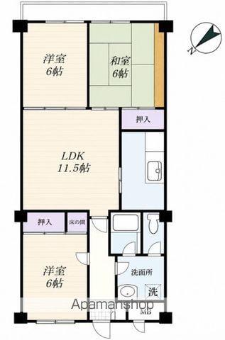 ライオンズマンション・ロワイヤル北小金(3LDK/4階)の間取り写真