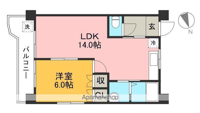 コーポ西村2(1LDK/6階)の間取り写真