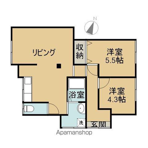 岩手県滝沢市 1階建 築53年(2LDK)の間取り写真