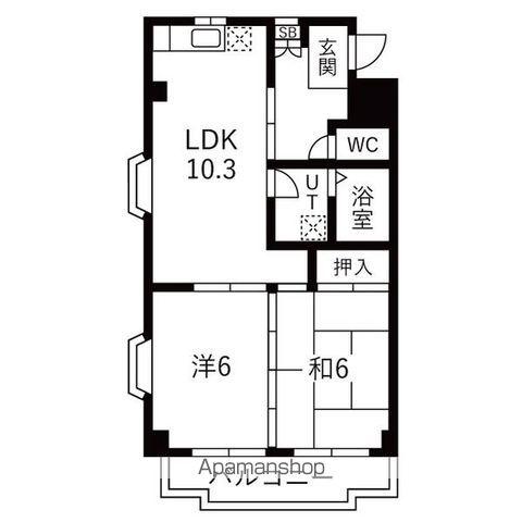 エクセル高針(2LDK/5階)の間取り写真