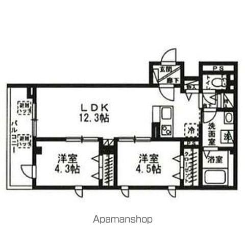 ラ・パートメント千葉(2LDK/4階)の間取り写真
