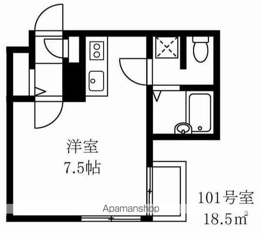 YOKOHAMA MAJESTIC ROOTS(ワンルーム/1階)の間取り写真