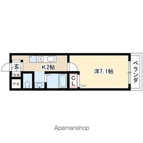 プリムローズマンション(1K/3階)の間取り写真