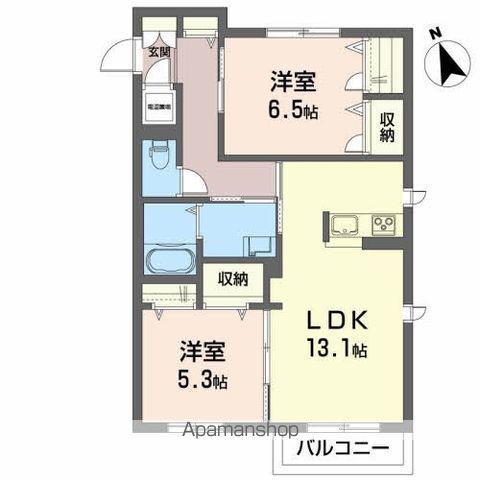 ベレオ神明(2LDK/3階)の間取り写真
