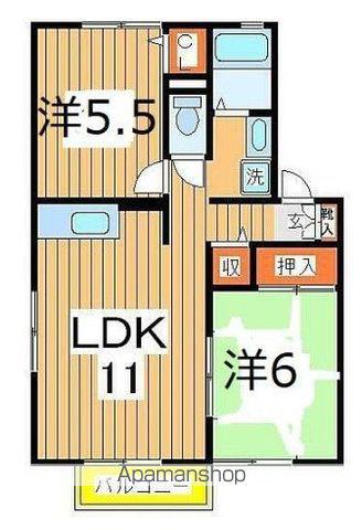 ファミーユ豊四季D棟(2LDK/1階)の間取り写真
