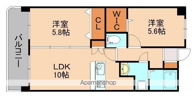 ヴェルソーⅢ番館(2LDK/7階)の間取り写真