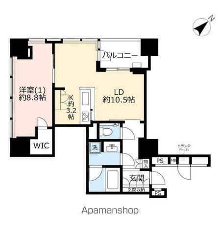 横浜ヴェールタワー(1LDK/22階)の間取り写真