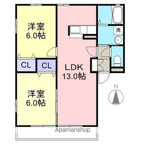 セノ・フィールドⅡ(2LDK/2階)の間取り写真