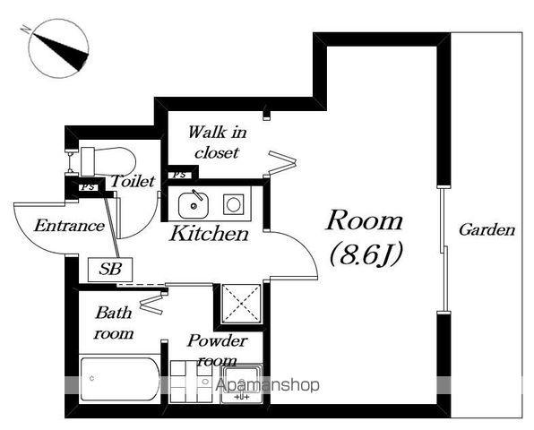 ヨーロピアンシャレー東沖野(1K/1階)の間取り写真