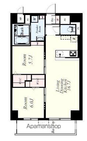博多グランドレジデンス(2LDK/9階)の間取り写真