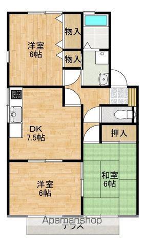 サンハイム甘木(2LDK/2階)の間取り写真