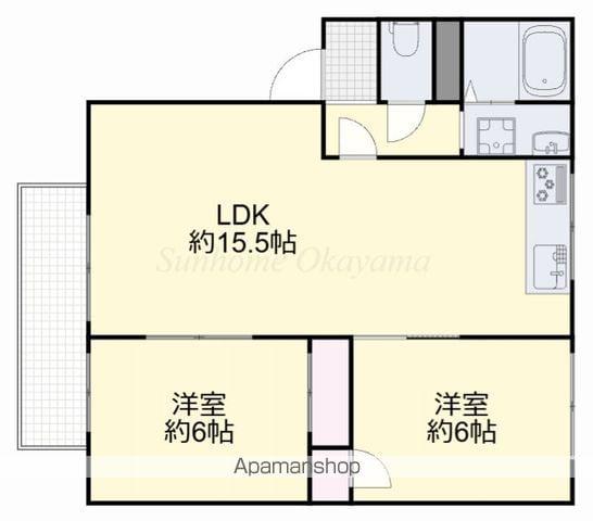 コーポサンフル(2LDK/2階)の間取り写真