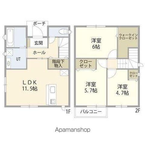 東北本線 仙北町駅 徒歩28分 2階建 築10年(3LDK)の間取り写真