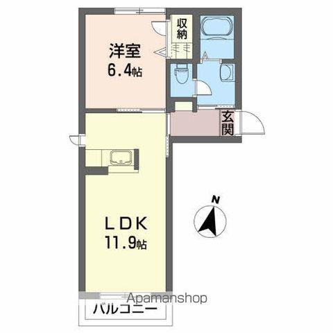 メゾンアースB(1LDK/1階)の間取り写真