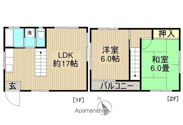 総武・中央緩行線 小岩駅 徒歩22分 2階建 築54年(2LDK)の間取り写真