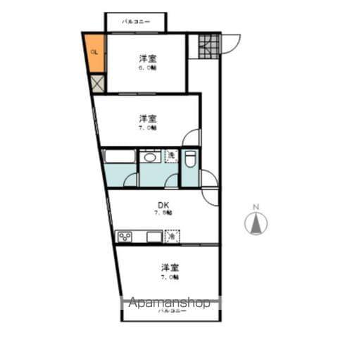 アイサンビル(2DK/5階)の間取り写真