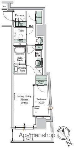 ワンルーフレジデンス中野(1LDK/4階)の間取り写真