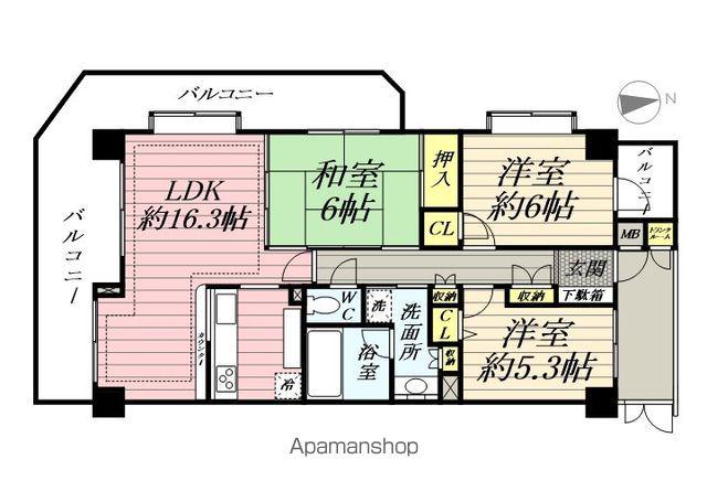 ネオマイム北寺尾(3LDK/3階)の間取り写真
