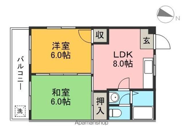 リバープール桟四(2DK/3階)の間取り写真