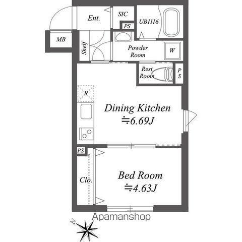 SOLASIA RESIDENCE南大塚(1DK/2階)の間取り写真