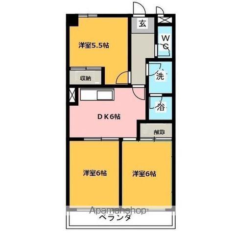 ソレアード川添(3DK/3階)の間取り写真