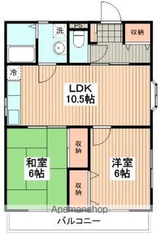 サンライズ西川(2LDK/2階)の間取り写真