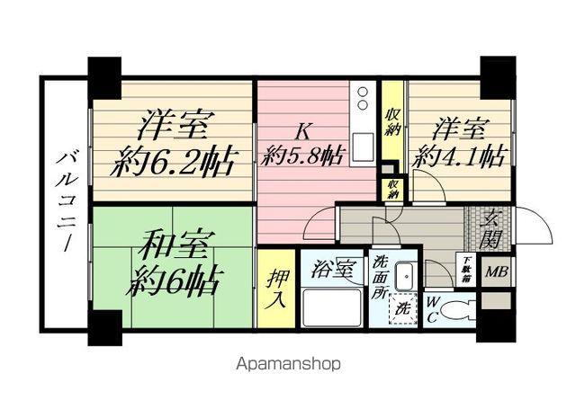日栄ハイム鶴見(3K/6階)の間取り写真