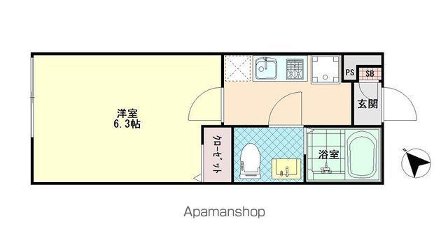 紬荘(1K/2階)の間取り写真