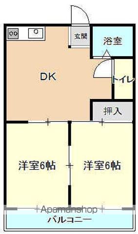 ガーデンコート十日町(2DK/3階)の間取り写真