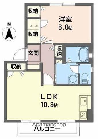 ハイツデュオ(1LDK/2階)の間取り写真