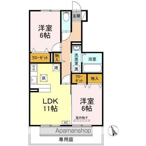 ディアコート K(2LDK/1階)の間取り写真