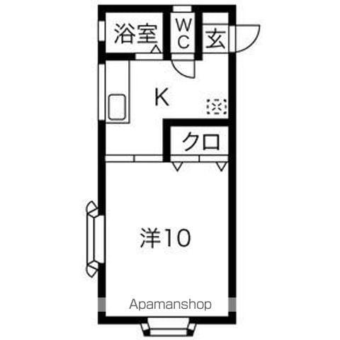 カサグリスB(1K/2階)の間取り写真
