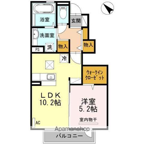 D-ROOM博多南B棟(1LDK/1階)の間取り写真