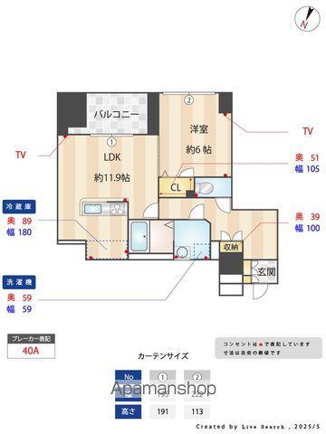 S-FORT警固タワー(1LDK/8階)の間取り写真