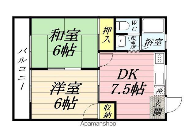 グリーンハウスA棟(2DK/2階)の間取り写真