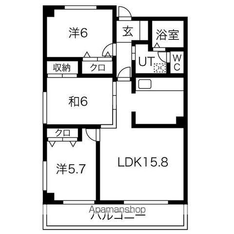 ライフ第5マンション(3LDK/5階)の間取り写真