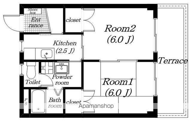 リネージュ膳所(2K/1階)の間取り写真