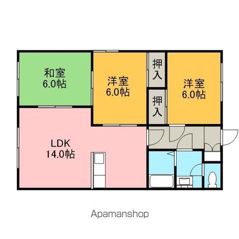 コーポムーンライトI棟(3LDK/2階)の間取り写真