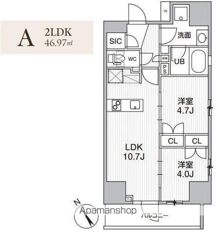 グランエール西日暮里ノース(2LDK/3階)の間取り写真