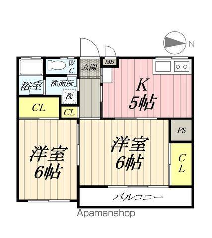 メゾン宮田(2K/2階)の間取り写真