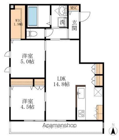 ロック クライス(2LDK/2階)の間取り写真