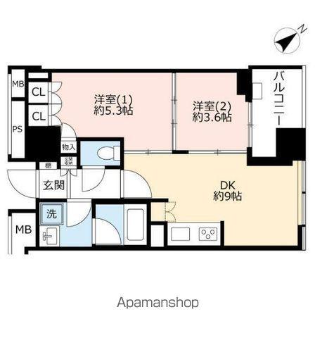 横浜ヴェールタワー(2DK/6階)の間取り写真