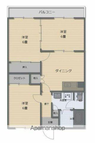 アリュール緑ヶ丘(3DK/2階)の間取り写真