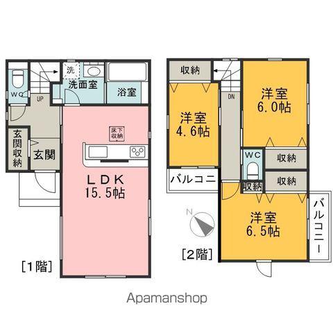 西武池袋・豊島線 入間市駅 バス乗車時間:10分 扇町屋二丁目バス停で下車 徒歩3分 2階建 新築(3LDK)の間取り写真