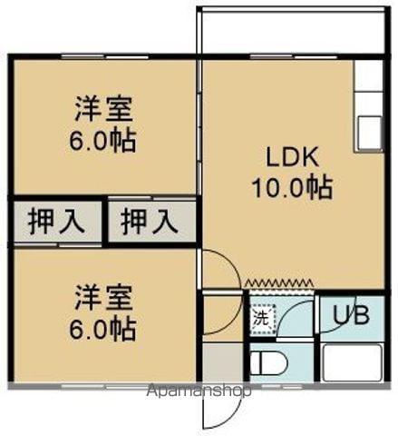 田辺マンション(2LDK/2階)の間取り写真