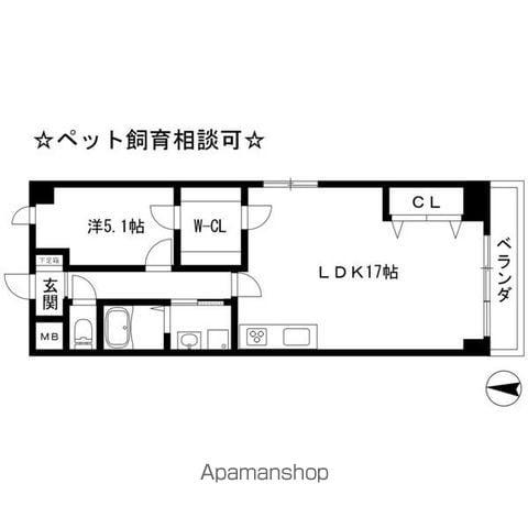 THE SENGEN TERRACE(1LDK/6階)の間取り写真