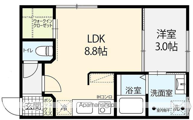 GO FUN APARTMENT能美中町(1LDK/1階)の間取り写真