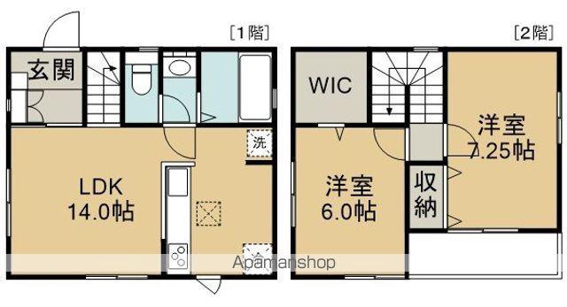 東武鉄道東上線 川越市駅 徒歩16分 2階建 築1年(2LDK)の間取り写真