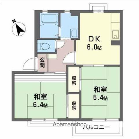 ヌーベルバーグD(2DK/2階)の間取り写真