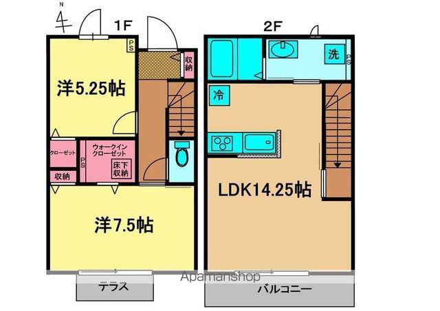 ラフィーネ吉祥寺(2LDK/1階)の間取り写真